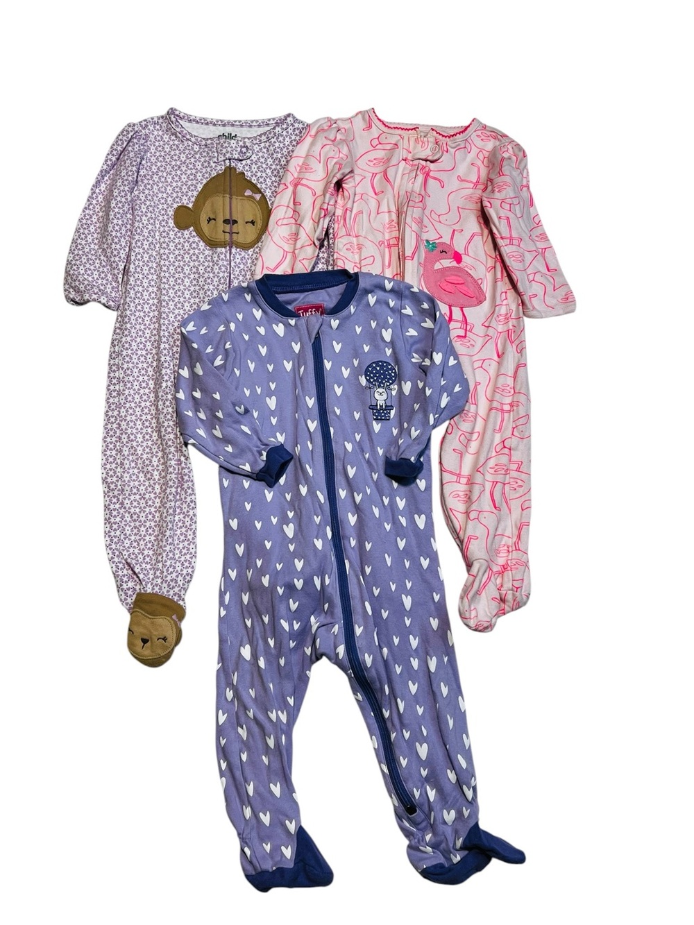 Carter's Purple, Pink and Lavender Mixed Baby Pajama Sleepers - 3 Pack